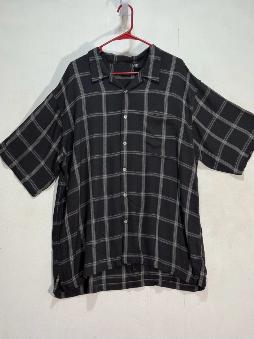 Arrow Black Plaid Short Sleeve Button-Down Shirt Men's Sz XL